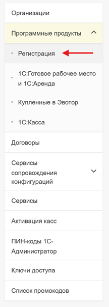 Рис 6. Список разделов