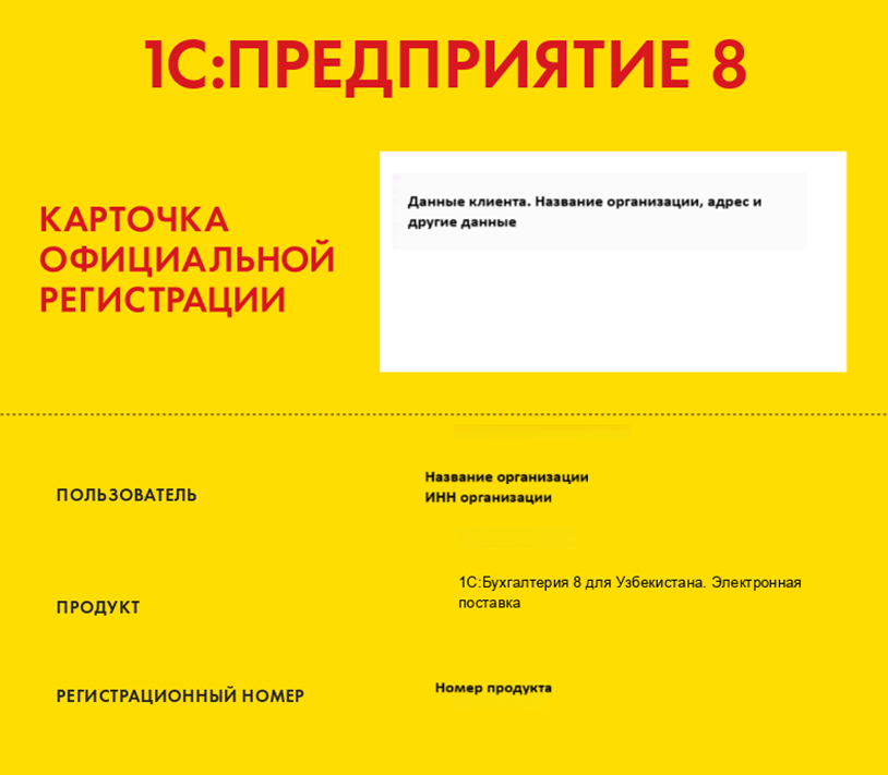 Рис 1. Пример вида Карточки официального приобретения продукта